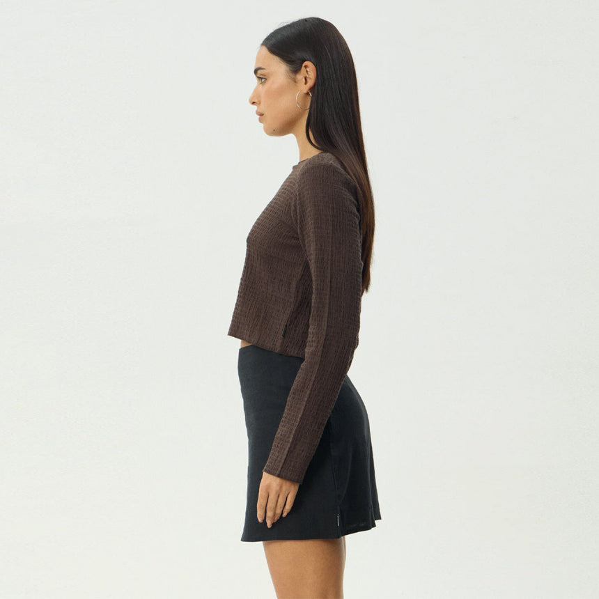 AFENDS Women's Focus Seersucker Long Sleeve Top - Coffee