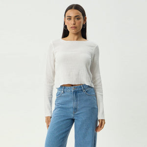 AFENDS Women's Focus Seersucker Long Sleeve Top - Off White