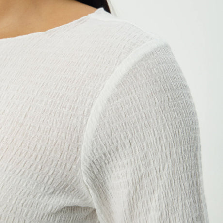 AFENDS Women's Focus Seersucker Long Sleeve Top - Off White