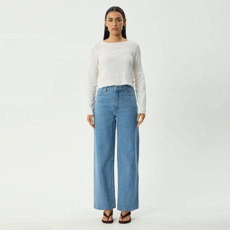 AFENDS Women's Focus Seersucker Long Sleeve Top - Off White