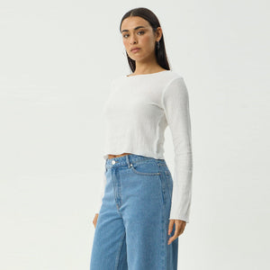 AFENDS Women's Focus Seersucker Long Sleeve Top - Off White