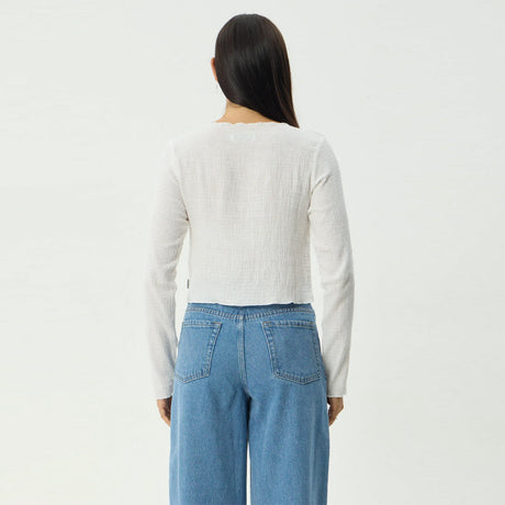 AFENDS Women's Focus Seersucker Long Sleeve Top - Off White