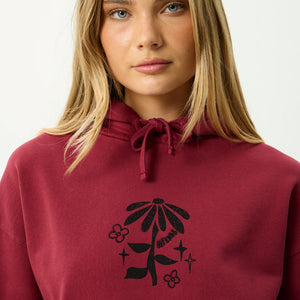 AFENDS Women's Garden Variety Pull On Hood - Washed Burgundy