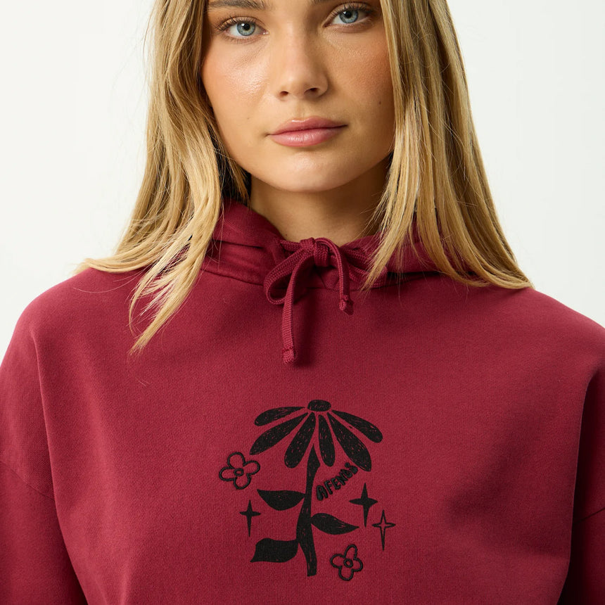 AFENDS Women's Garden Variety Pull On Hood - Washed Burgundy
