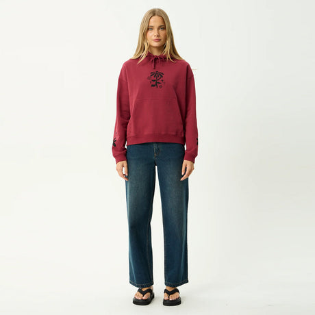AFENDS Women's Garden Variety Pull On Hood - Washed Burgundy