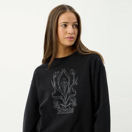 AFENDS Women's Good Nature Crew - Stone Black