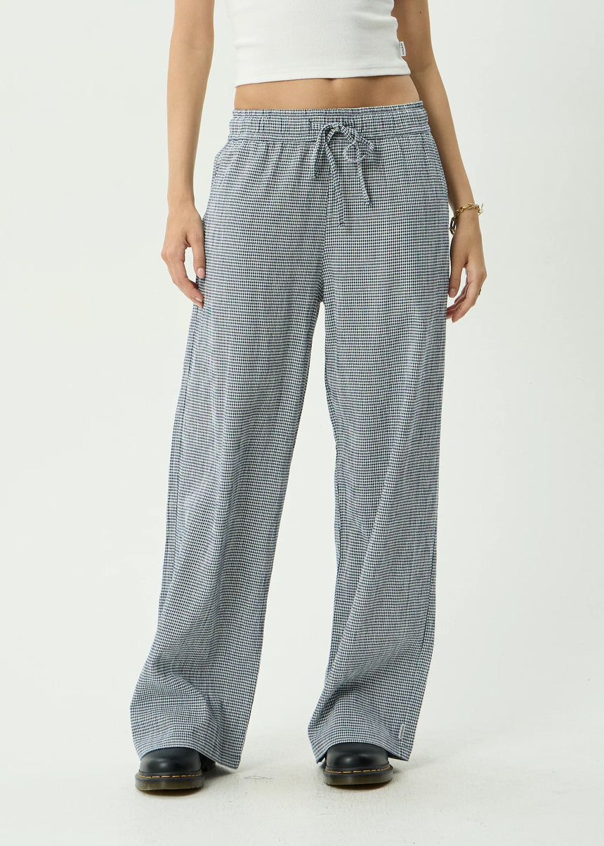 AFENDS Women's Harriet Wide Leg Pant - Indy Navy Check