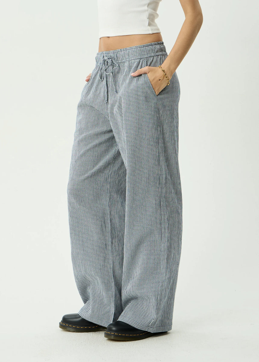 AFENDS Women's Harriet Wide Leg Pant - Indy Navy Check