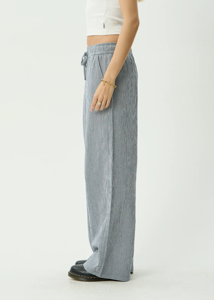 AFENDS Women's Harriet Wide Leg Pant - Indy Navy Check