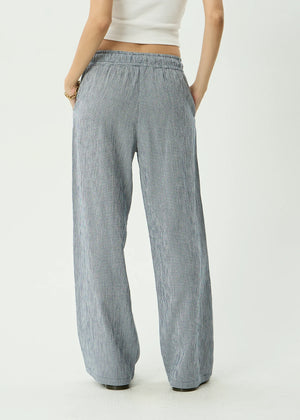 AFENDS Women's Harriet Wide Leg Pant - Indy Navy Check