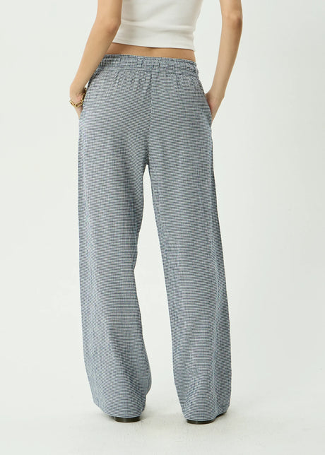 AFENDS Women's Harriet Wide Leg Pant - Indy Navy Check