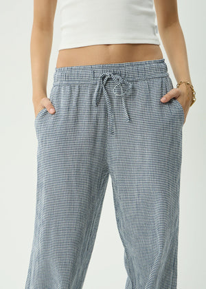 AFENDS Women's Harriet Wide Leg Pant - Indy Navy Check