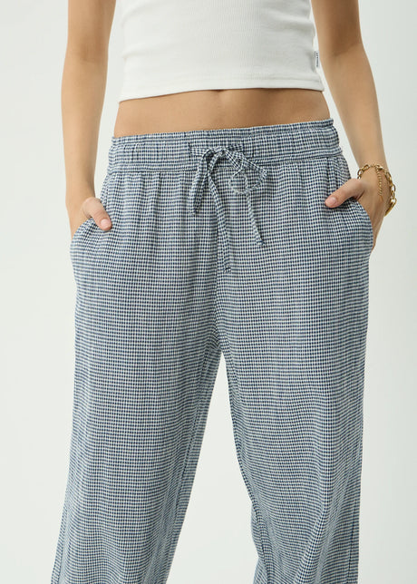 AFENDS Women's Harriet Wide Leg Pant - Indy Navy Check