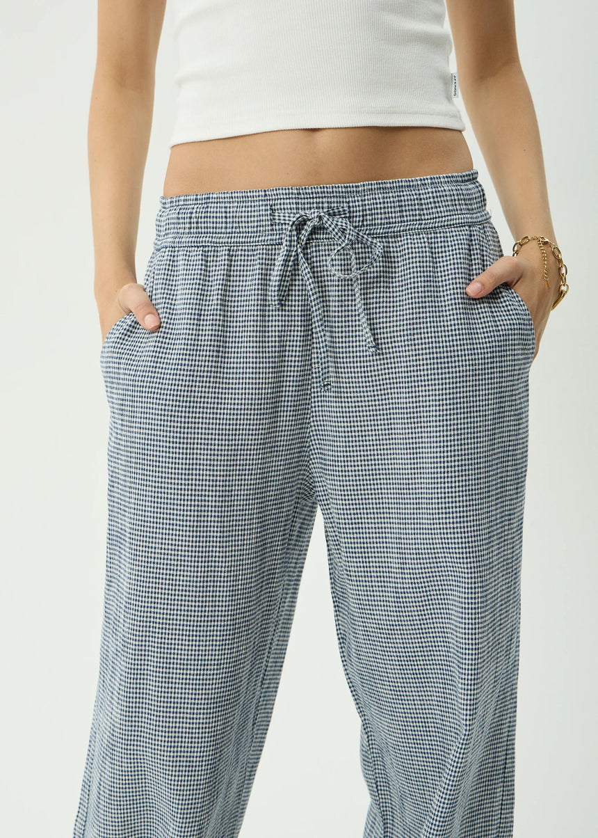 AFENDS Women's Harriet Wide Leg Pant - Indy Navy Check