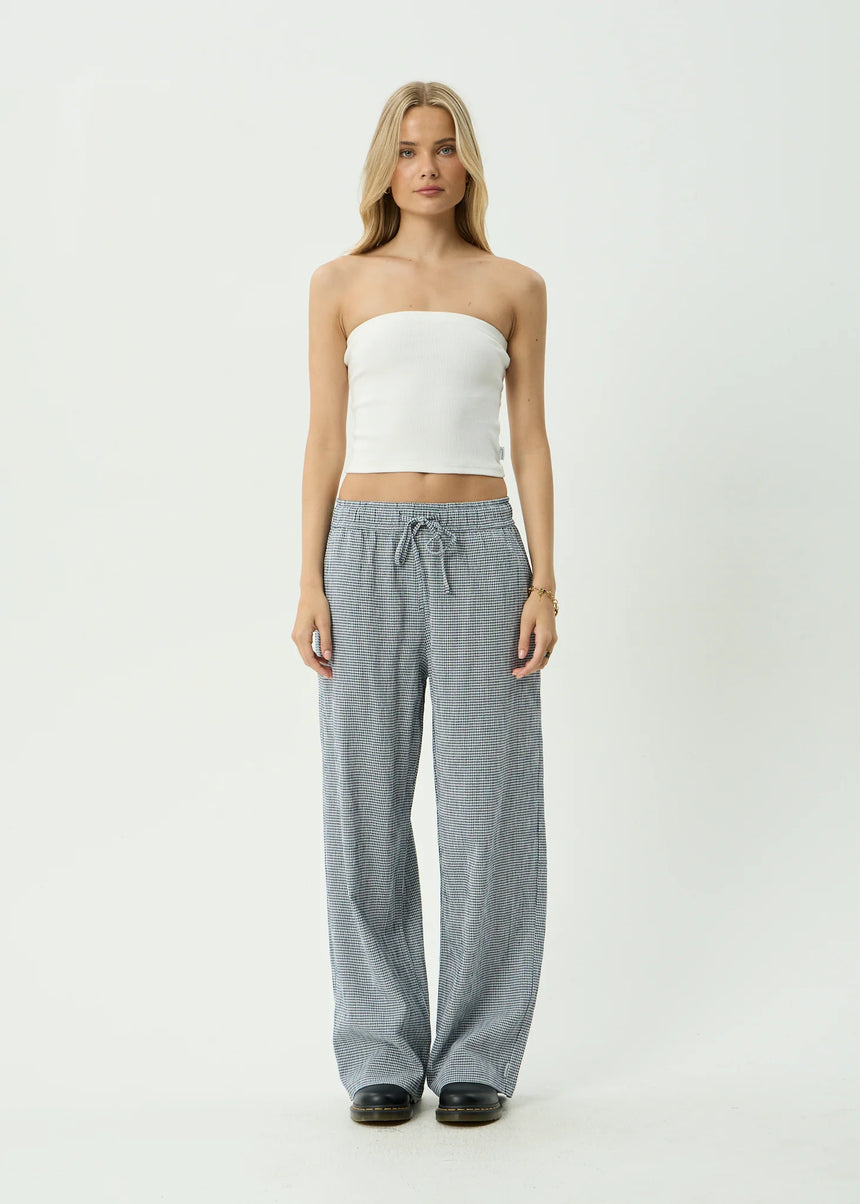 AFENDS Women's Harriet Wide Leg Pant - Indy Navy Check