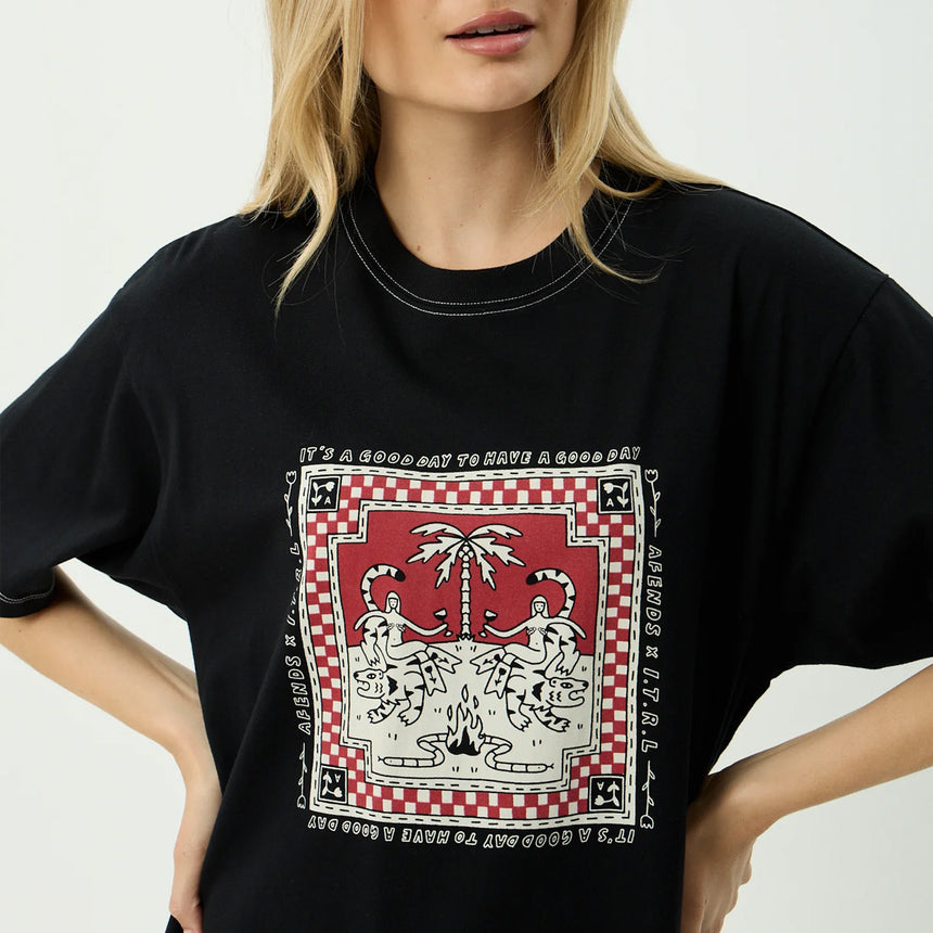 AFENDS Women's Have A Good Day Recycled Oversized Tee - Black