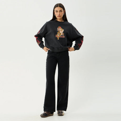AFENDS Women's Hellcat Crew - Stone Black