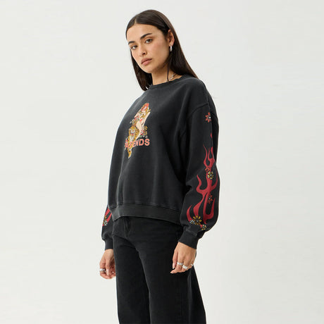 AFENDS Women's Hellcat Crew - Stone Black