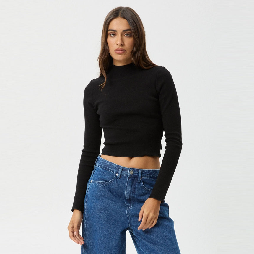 AFENDS Women's Iconic Organic Long Sleeve Rib Top - Black