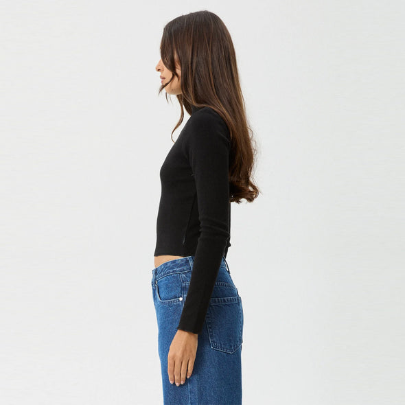 AFENDS Women's Iconic Organic Long Sleeve Rib Top - Black