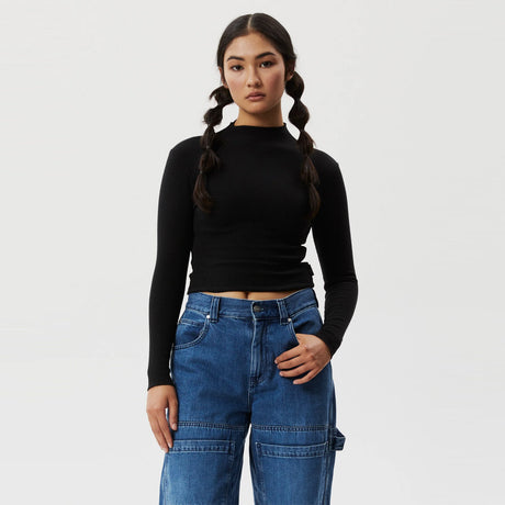 AFENDS Women's Iconic Organic Long Sleeve Rib Top - Black