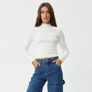AFENDS Women's Iconic Organic Long Sleeve Rib Top - White