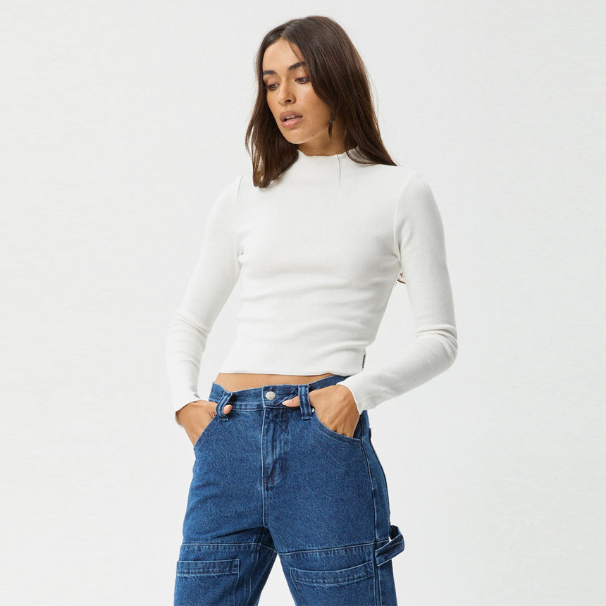 AFENDS Women's Iconic Organic Long Sleeve Rib Top - White