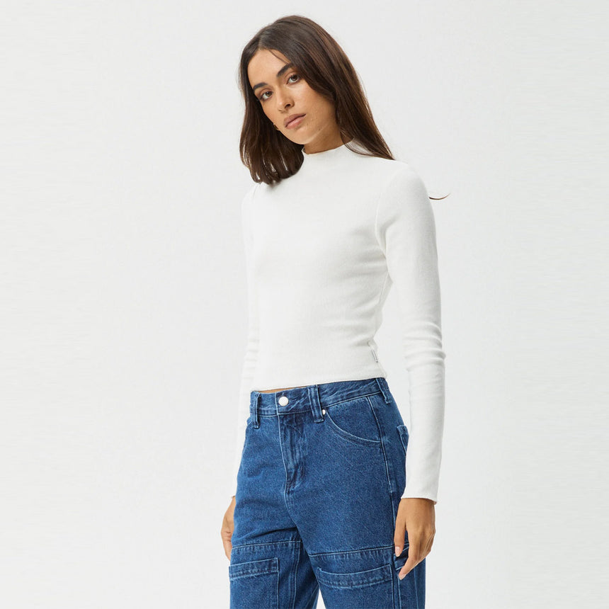 AFENDS Women's Iconic Organic Long Sleeve Rib Top - White