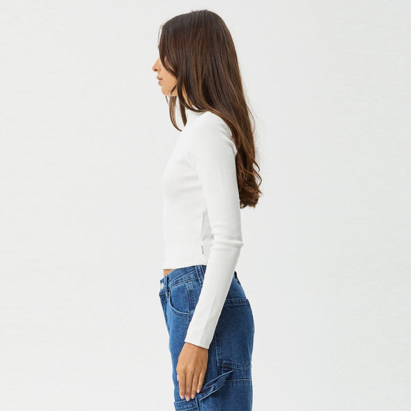 AFENDS Women's Iconic Organic Long Sleeve Rib Top - White