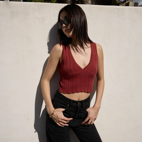 AFENDS Women's Iris Knit Top - Red Rum