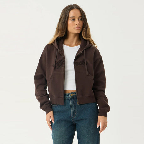 AFENDS Women's Kourt Zip Hood - Coffee