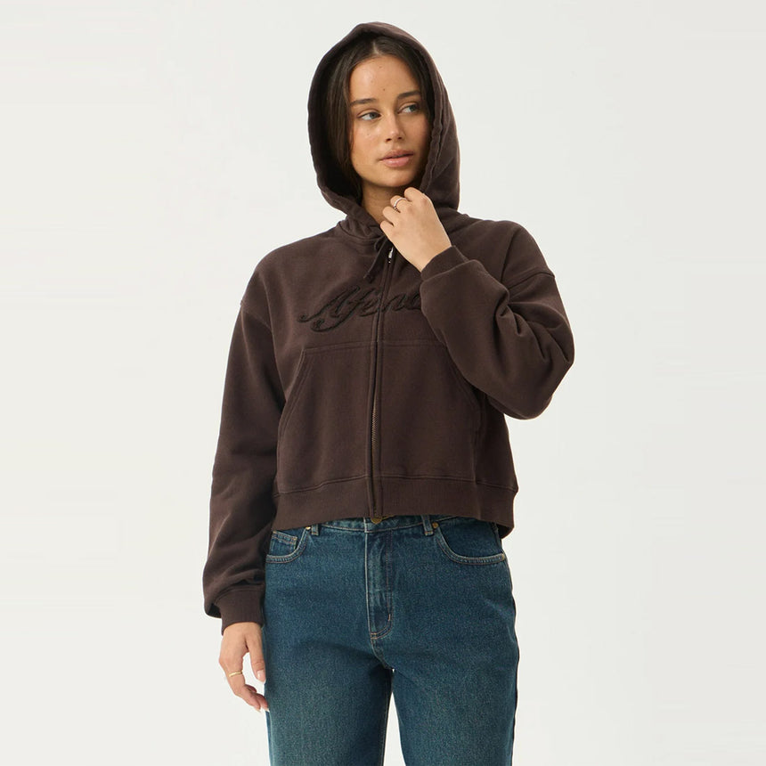 AFENDS Women's Kourt Zip Hood - Coffee
