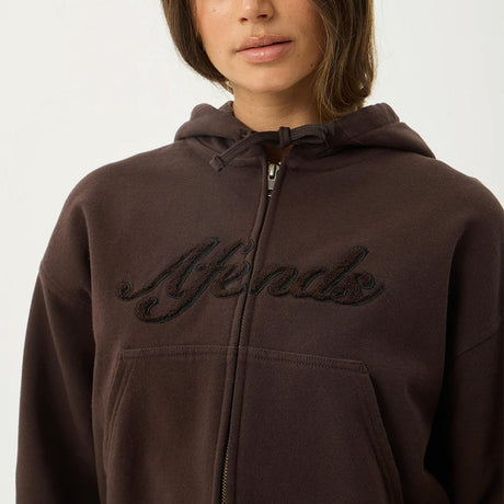 AFENDS Women's Kourt Zip Hood - Coffee