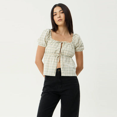 AFENDS Women's Legacy Seersucker Tie Front Top - Boa Check