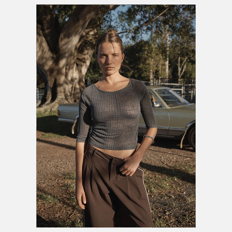 AFENDS Women's Libra 3/4 Sleeve Top - Charcoal