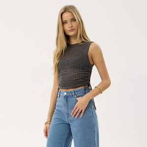 AFENDS Women's Libra Sheer Drawstring Tank - Charcoal