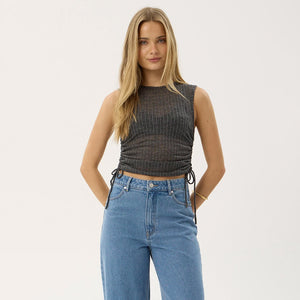 AFENDS Women's Libra Sheer Drawstring Tank - Charcoal