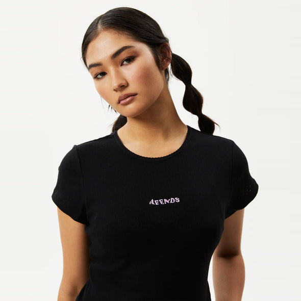 AFENDS Women's Lilah Pointelle Baby Tee - Black