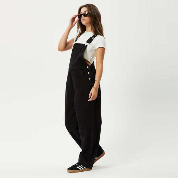 AFENDS Women's Louis Baggy Overalls - Washed Black