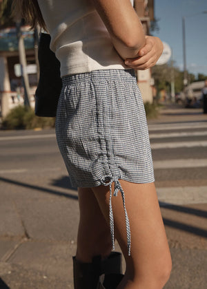 AFENDS Women's Luella Low Rise Short - Indy Navy Check
