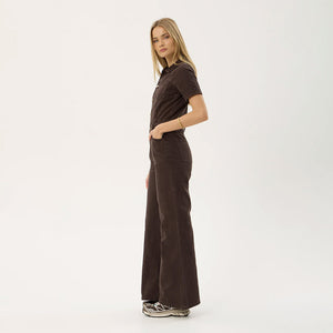 AFENDS Women's Miami Denim Flared Leg Jumpsuit - Washed Coffee