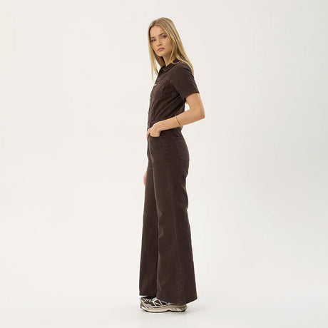 AFENDS Women's Miami Denim Flared Leg Jumpsuit - Washed Coffee