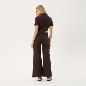 AFENDS Women's Miami Denim Flared Leg Jumpsuit - Washed Coffee