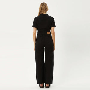 AFENDS Women's Miami Organic Denim Flared Jumpsuit - Washed Black