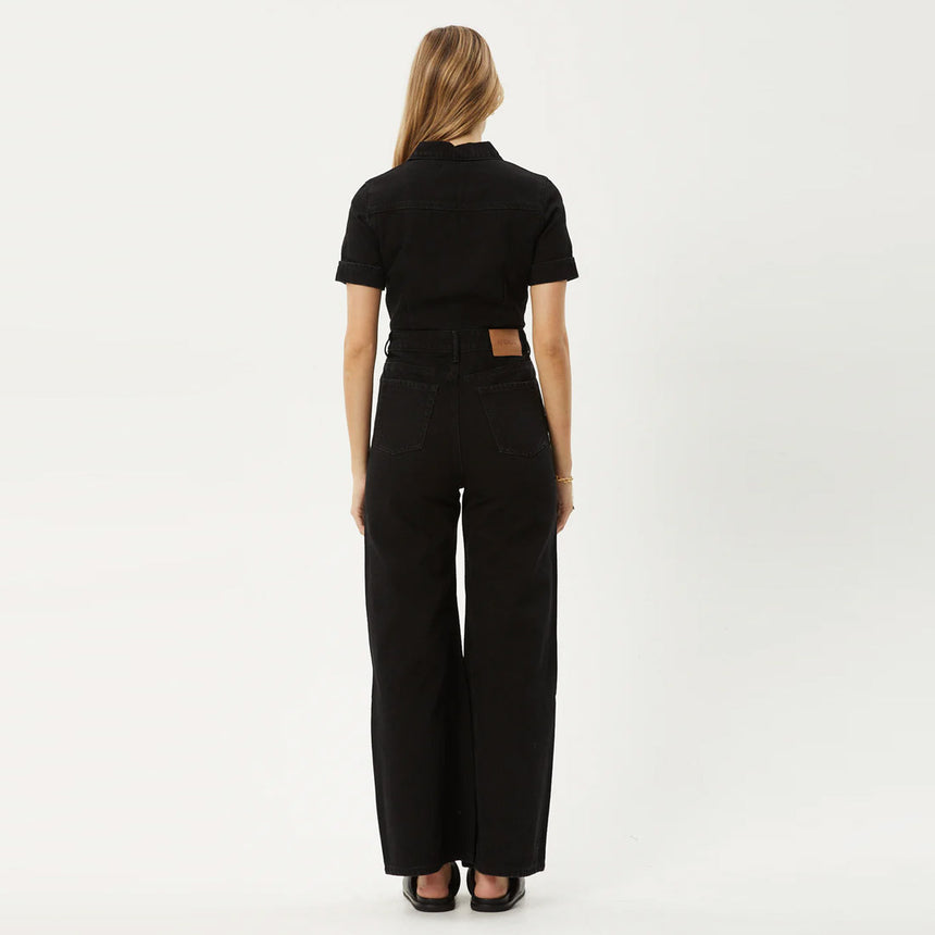 AFENDS Women's Miami Organic Denim Flared Jumpsuit - Washed Black