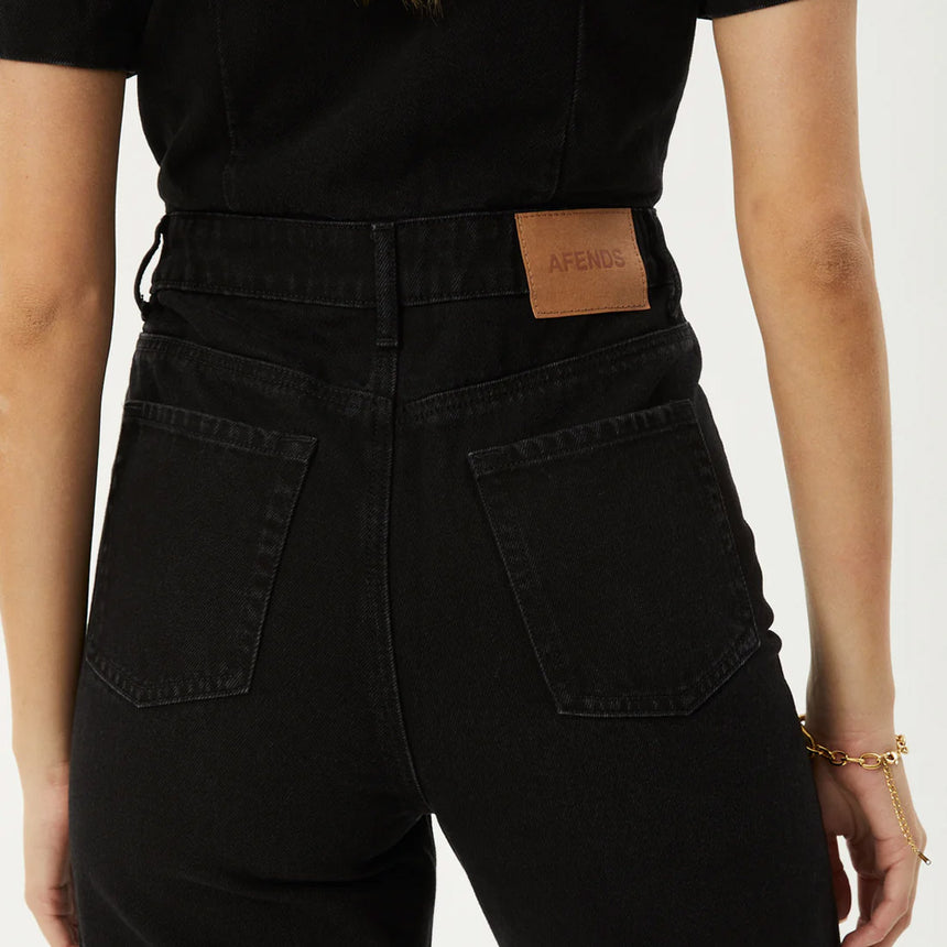AFENDS Women's Miami Organic Denim Flared Jumpsuit - Washed Black