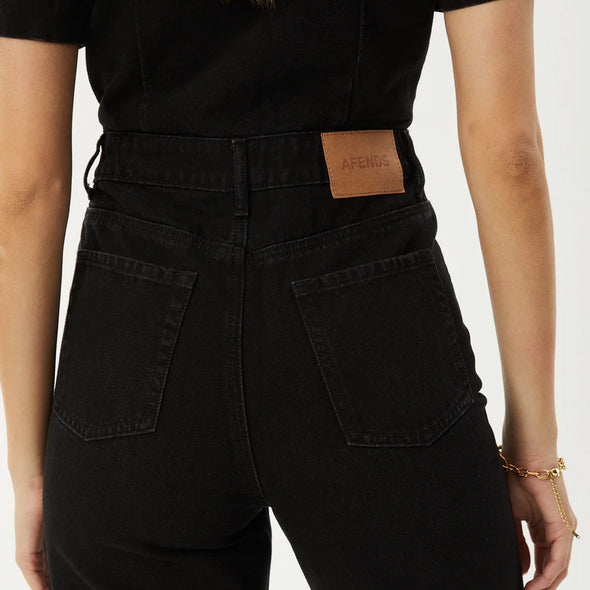 AFENDS Women's Miami Organic Denim Flared Jumpsuit - Washed Black