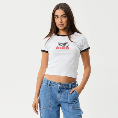 AFENDS Women's Pony Up Ringer Tee - White