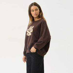 AFENDS Women's Raven Crew - Washed Coffee