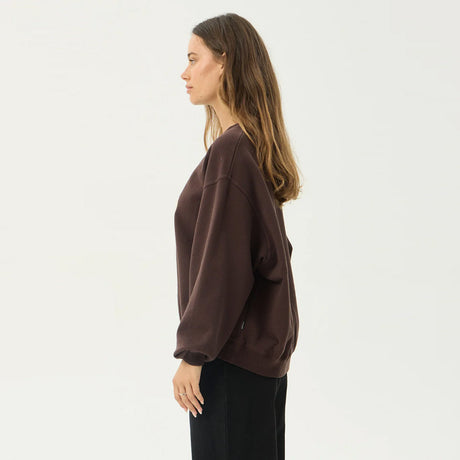 AFENDS Women's Raven Crew - Washed Coffee